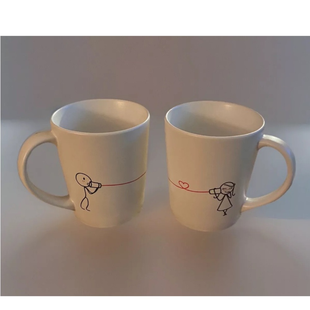 Set of 2 Human Touch TREAT IT WITH LOVE Mug Valentine Long Distance Romance Mugs